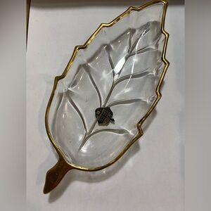 Gold and Clear Leaf-Shaped Serveware